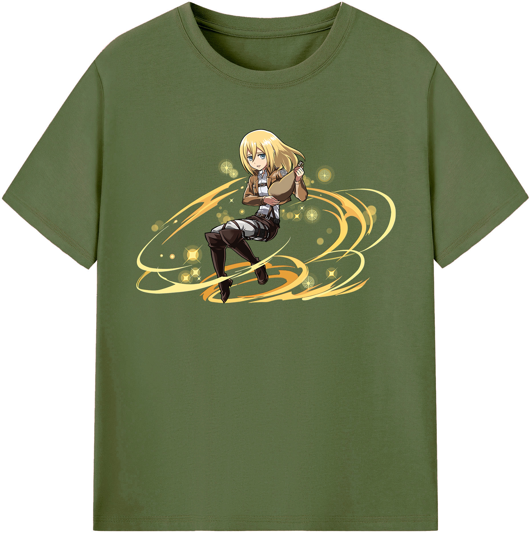 （画像用） 進撃の巨人 クリスタ·レンズ Attack on Titan Christa Lenz 綿100％半袖Tシャツ（フロントプリント）